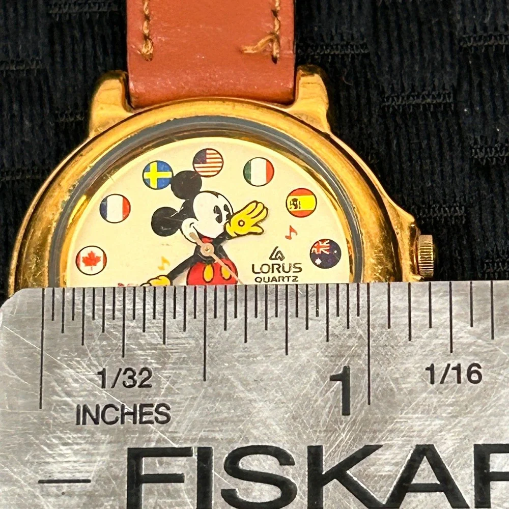 Lorus Mickey Mouse Around the World Flag‎ Dial Gold Tone Quartz Watch V421-0020